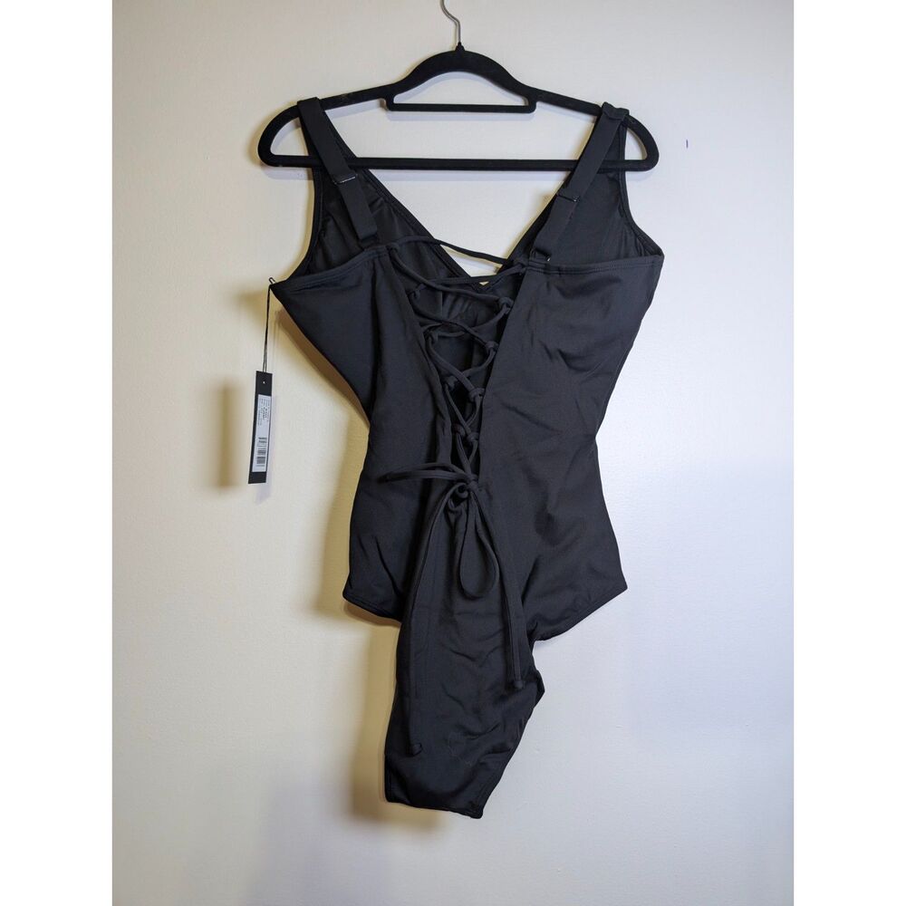 TA3 Plungey Black Corset Back Sculpting One Piece Swimsuit XS Reg/Long NWT - Picture 4 of 7